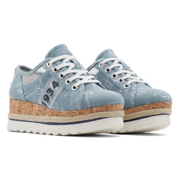 Call It Spring x Disney Denim Platform Sneakers Shoes in Blue/Silver Size 8 - Picture 1 of 12